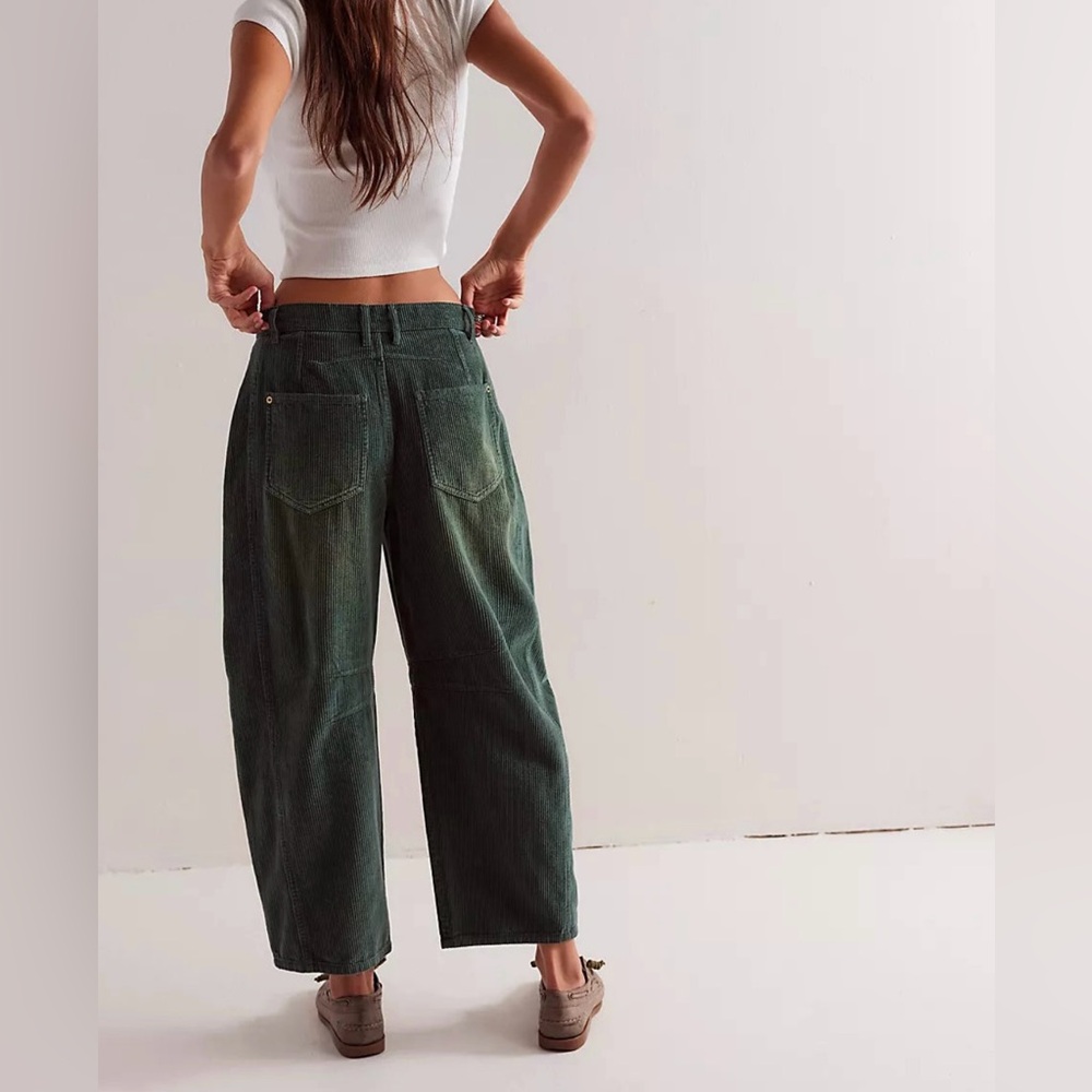 Free People Green Barrel Leg Cords